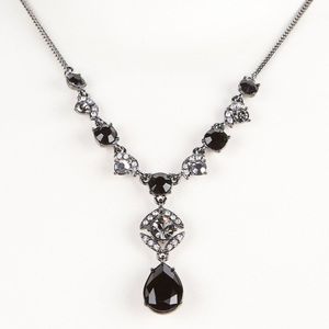 GIVENCHY Hematite jet Y black necklace NWT